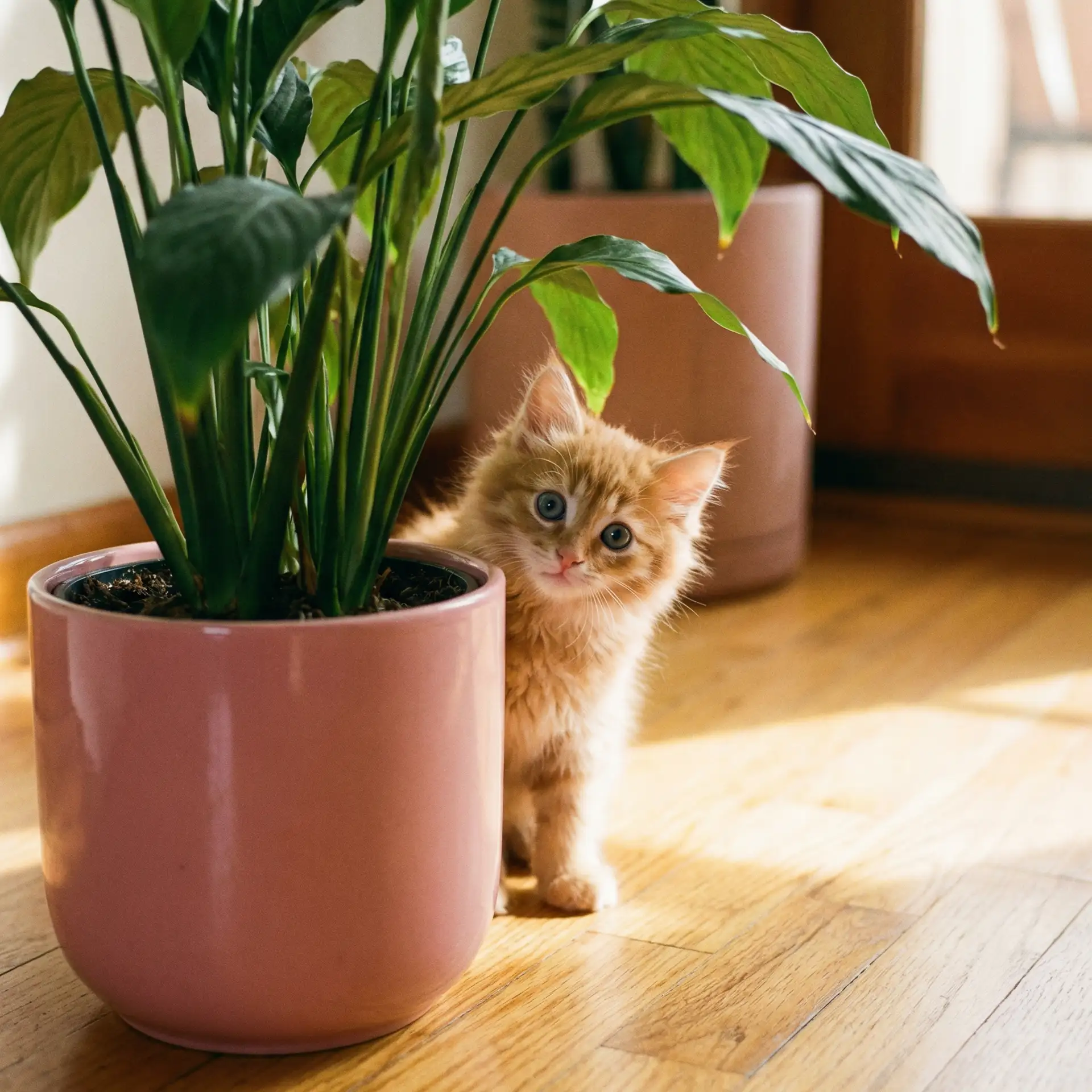 小猫从花盆后探头 - 操操哒